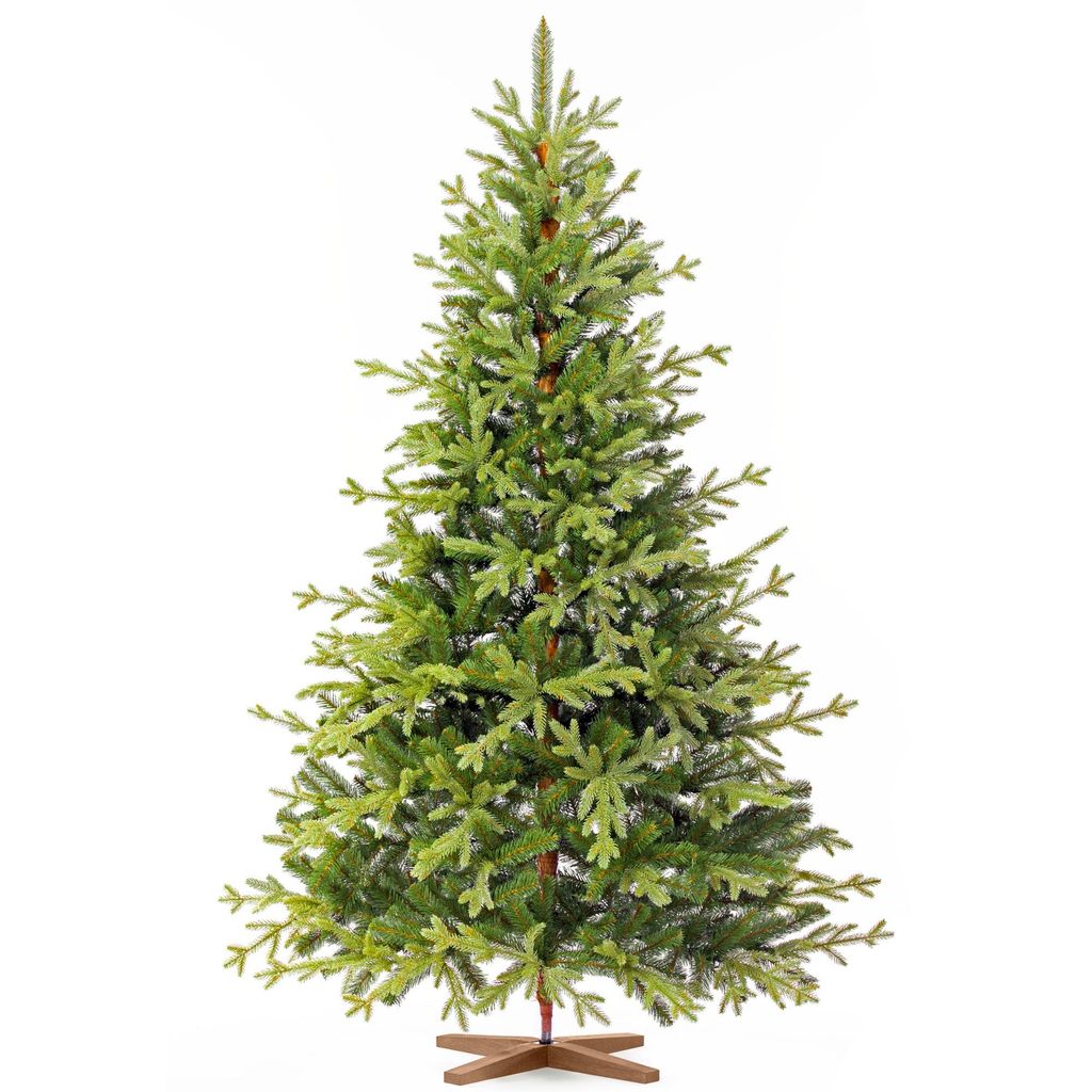 FAIRYTREES Weihnachtsbaum künstlich 180cm BAYERISCHE Tanne Premium | EU | Christbaum Holzständer | Tannenbaum künstlich mit Naturgetreue Spritzg...