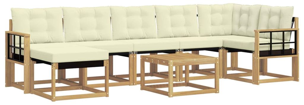 “2026 Modern“ Braun Outdoor-Sofagarnitur mit Kissen 8 pcs Weiß und Creme - Designermöbel 42995 - Gartensofas