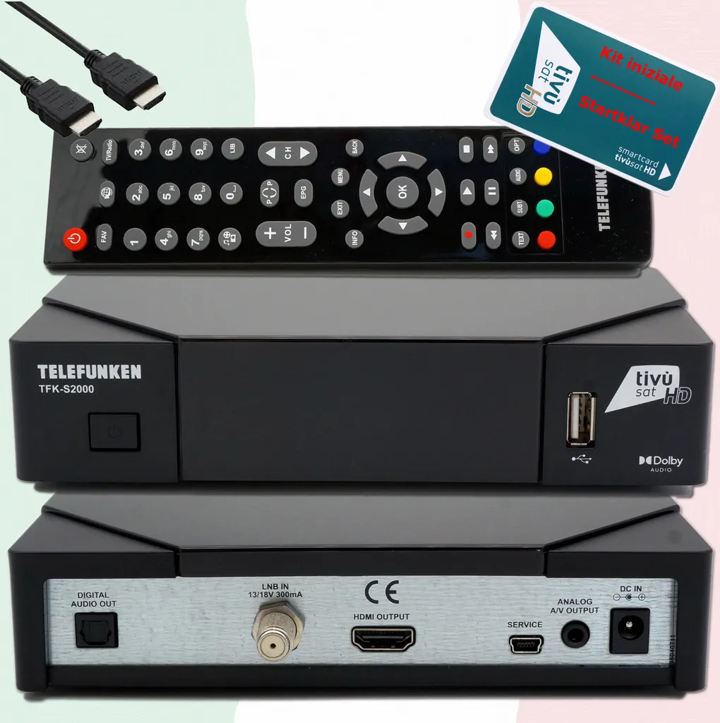 Telefunken TFK-S2000 Ricevitore DVB-S2 HEVC TiVuSat HD - Offerta