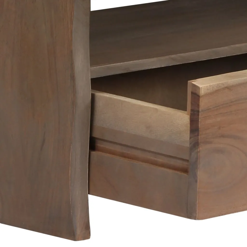 Table basse acacia gris massif robuste et stable bords naturels 90x50cm