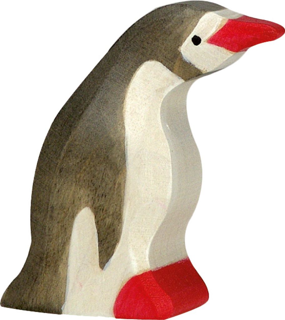 Holztiger Pinguin klein Kopf nach vorn Holzfigur