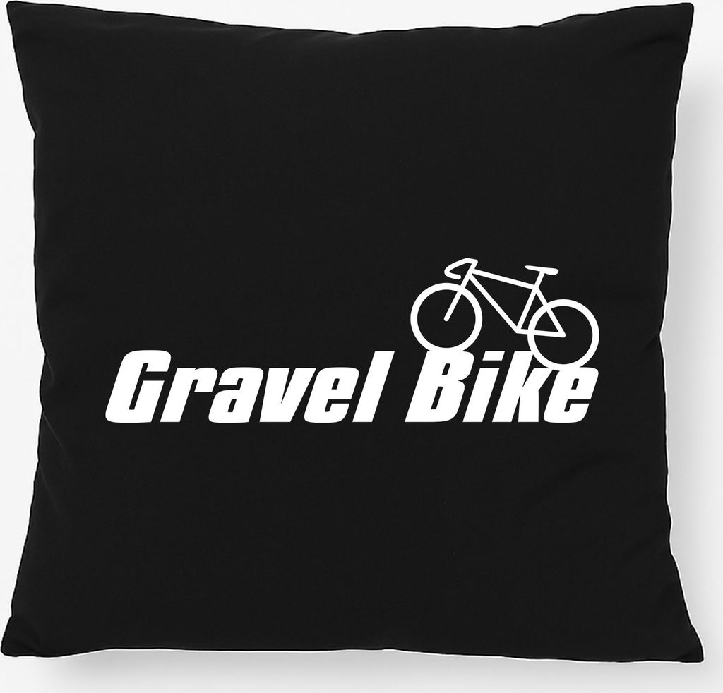 Huuraa Kopfkissen Gravel Bike Fahrrad Geschenk 40x40cm mit Füllung Black Baumwolle Gravel Bike Deko