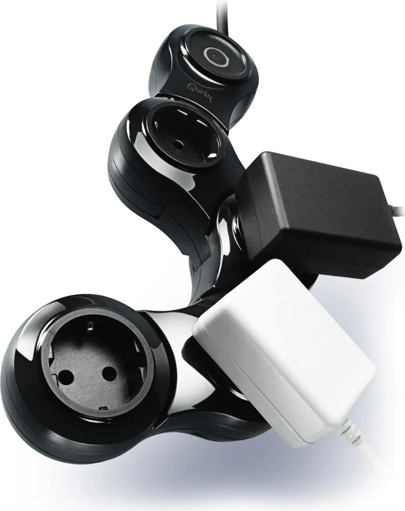 Quirky Pivot Power - Multiprise articulée rotative noire à 6 prises