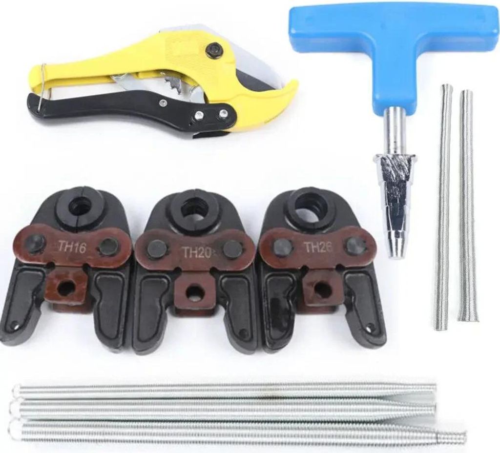 Presszange für Verbundrohre - Werkzeug-Set - TH-Pressbacken 16/20/26 mm - Metall - Länge 150 mm, Breite 101 mm - Schwarz