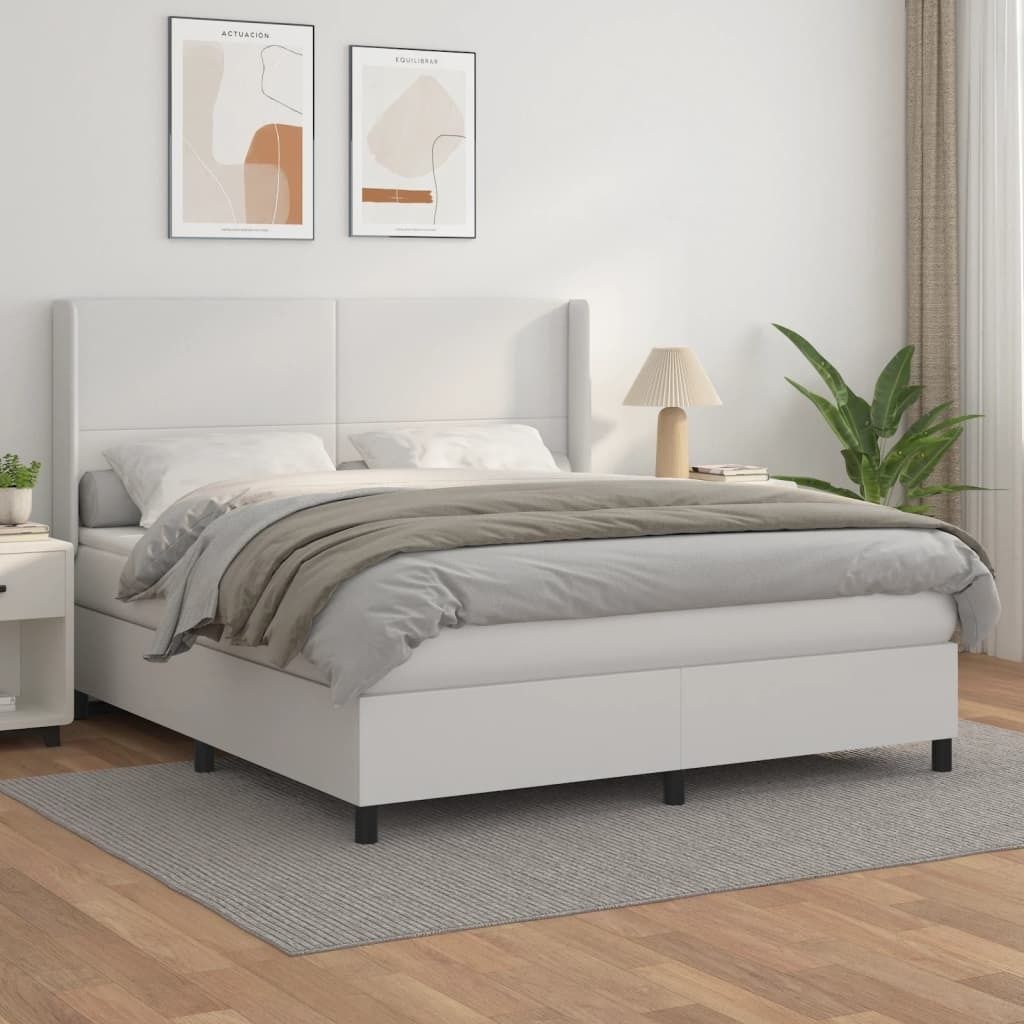 Maison Exclusive - Boxspringbett mit Matratze Weiß 180x200 cm Kunstleder