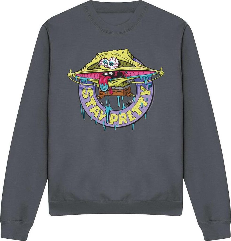 SpongeBob SquarePants - "Stay Pretty" Sweatshirt für Herren/Damen Uni TV12782 (M) (Holzkohle)