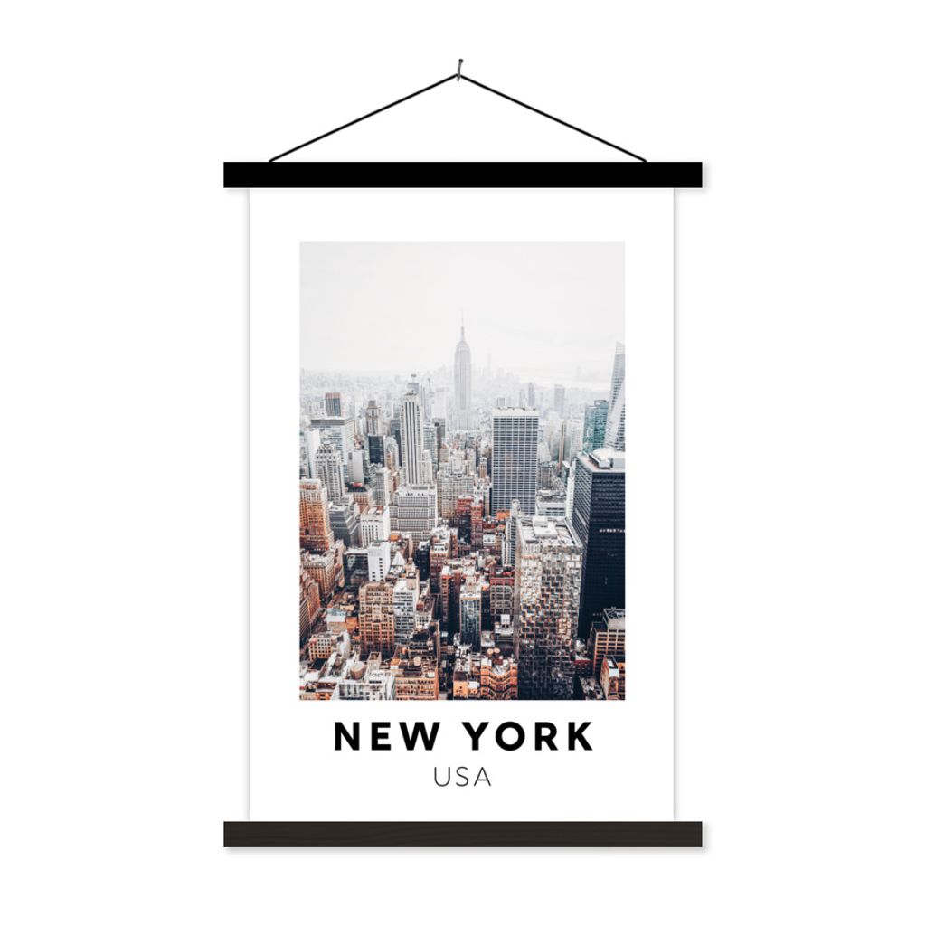 MuchoWow Textilposter New York - USA - Luft 60x90 cm mit schwarzem Rahmen - Poster Wohnzimmer
