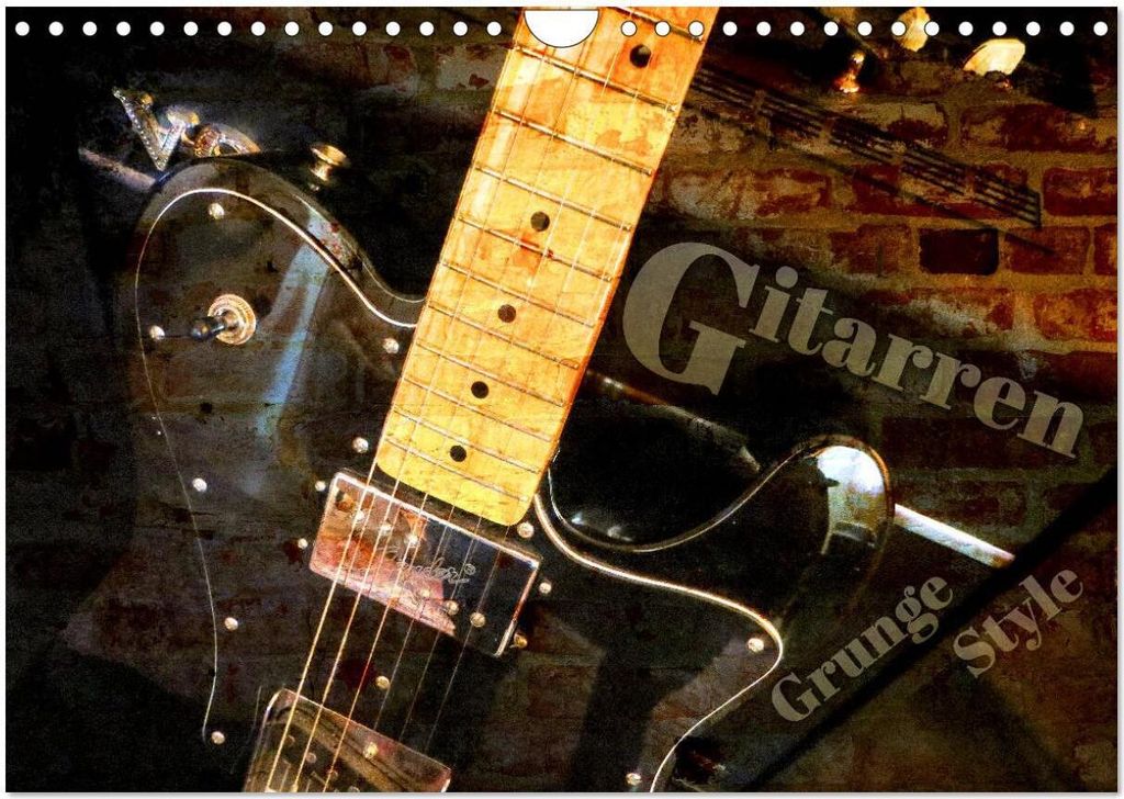 Gitarren - Grunge Style (Wandkalender 2026 DIN A4 quer), CALVENDO Monatskalender