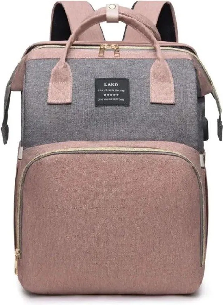 Sac à langer 3 en 1 anti-fuite avec station de change 76 cm gris rose