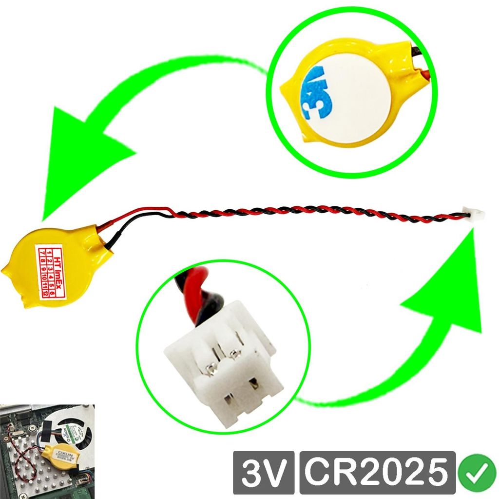 CR2025 RTC Bios CMOS Batterie Anschluss 4 mm x 3 mm für Acer Notebook Laptop PC