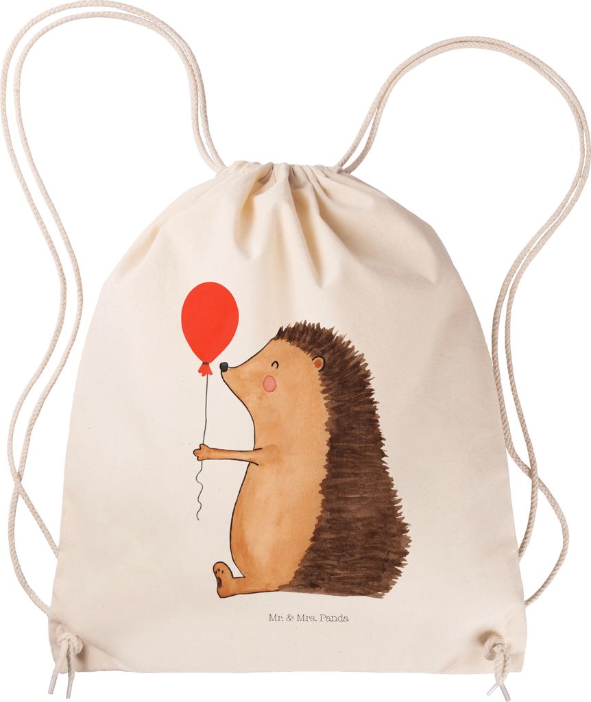 Mr. & Mrs. Panda Jutebeutel Igel Luftballon - Transparent - Geschenk, Beutel Rucksack, Geburtstagskind, Ballon, gym tasche, Lustige Sprüche, Gebur...