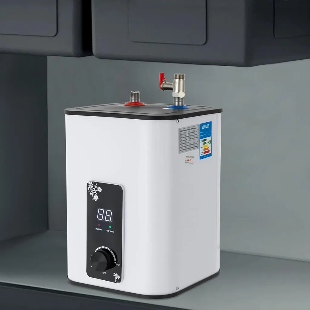 Plus d'attente pour l'eau chaude avec ce mini-chauffe-eau 8L blanc