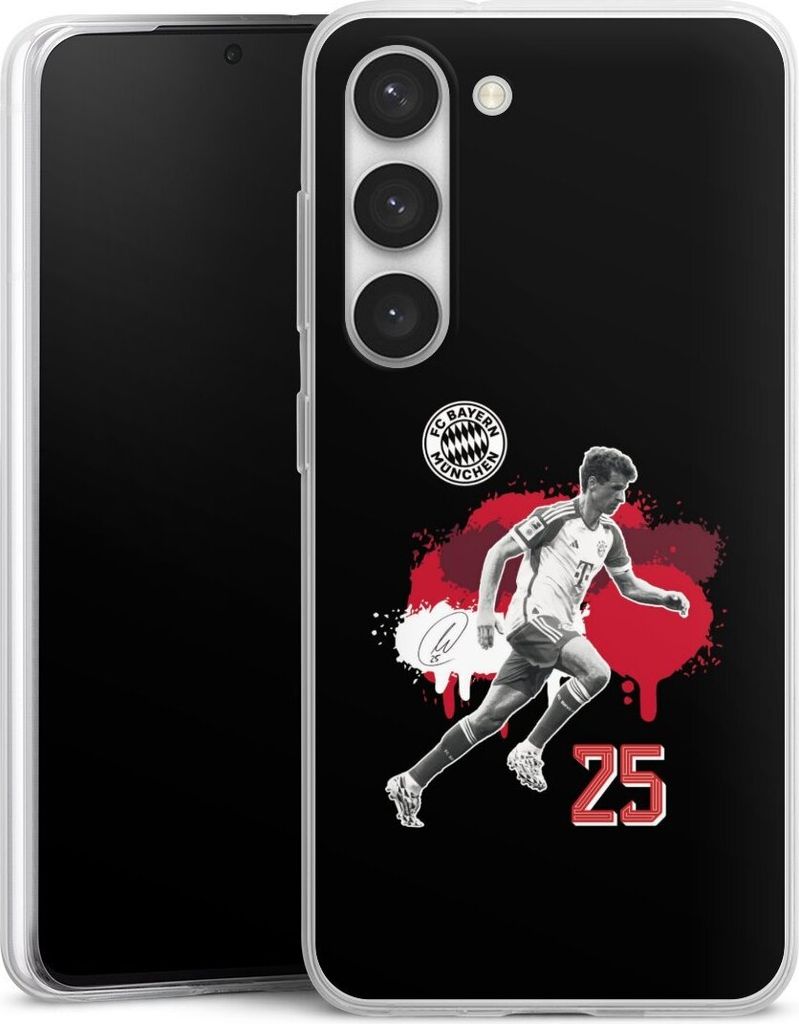 DeinDesign Slim Hülle für Samsung Galaxy S23 Silikon Case Ultra Dünn Handyhülle FC Bayern München Offizielles Lizenzprodukt Thomas Müller