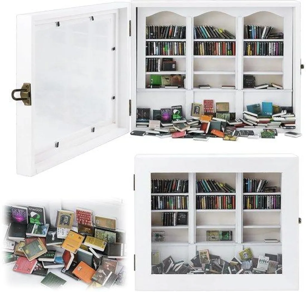 Bibliothèque miniature design en bois blanc - Finition artisanale zen