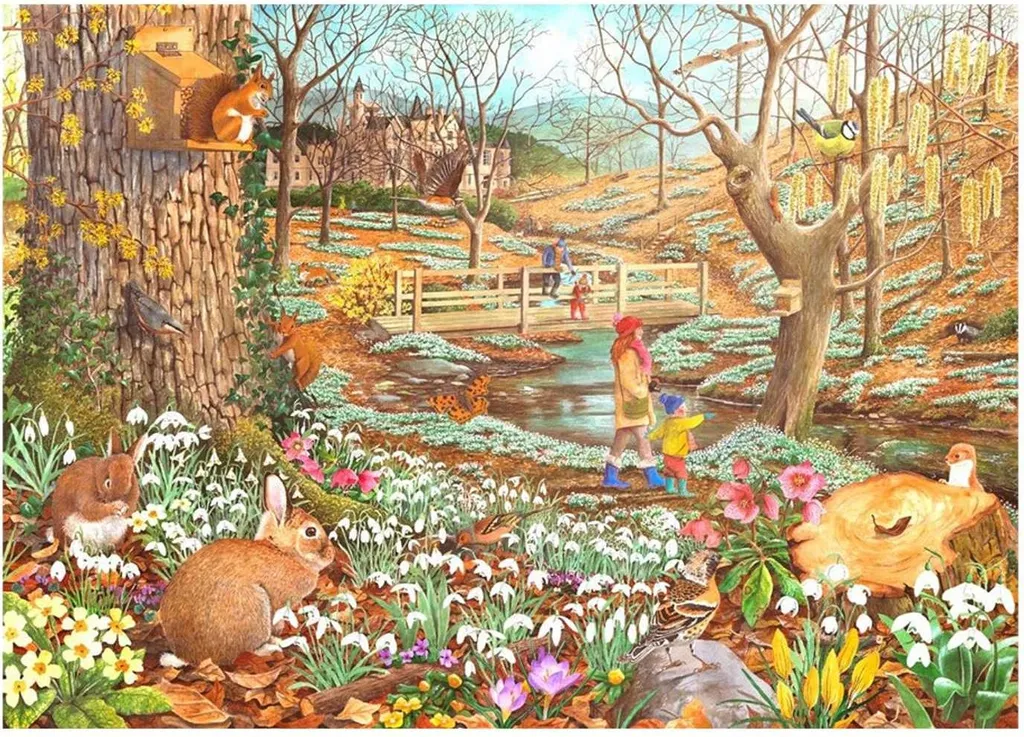Puzzle paysage Snowdrop Walk House of Puzzles pièces XL carton épais