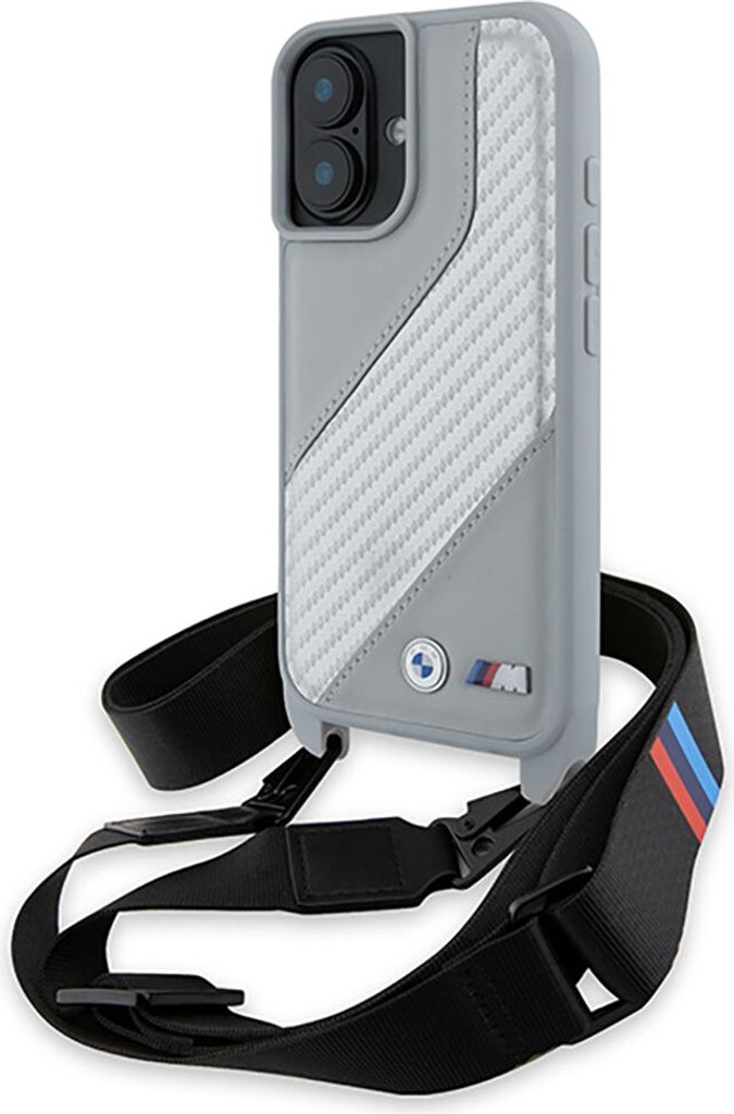 BMW BMHCP16S23PSCCG iPhone 16 6.1" grau hardcase M Edition Carbon Stripe & Strap Schutzhülle