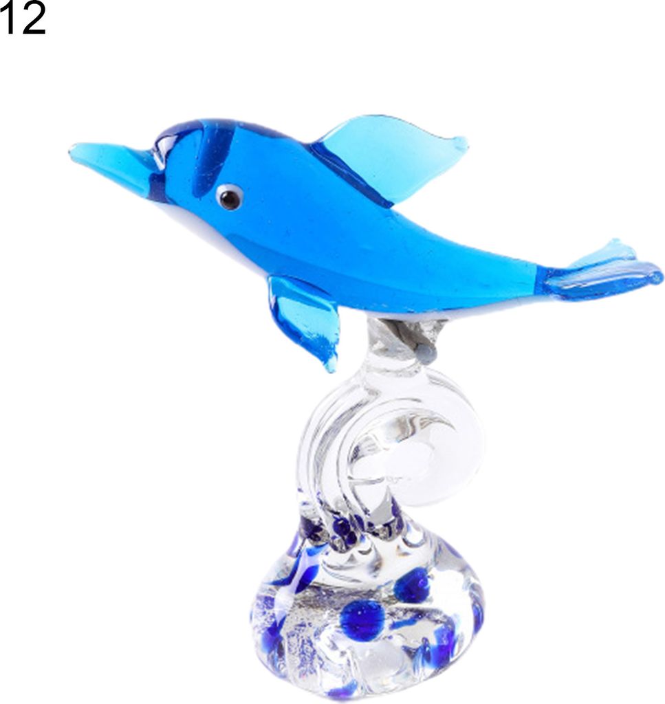 Delphinstatue klare lebhafte farbenfrohe schöne kleine Tierglas Miniatur -Dekoration-12