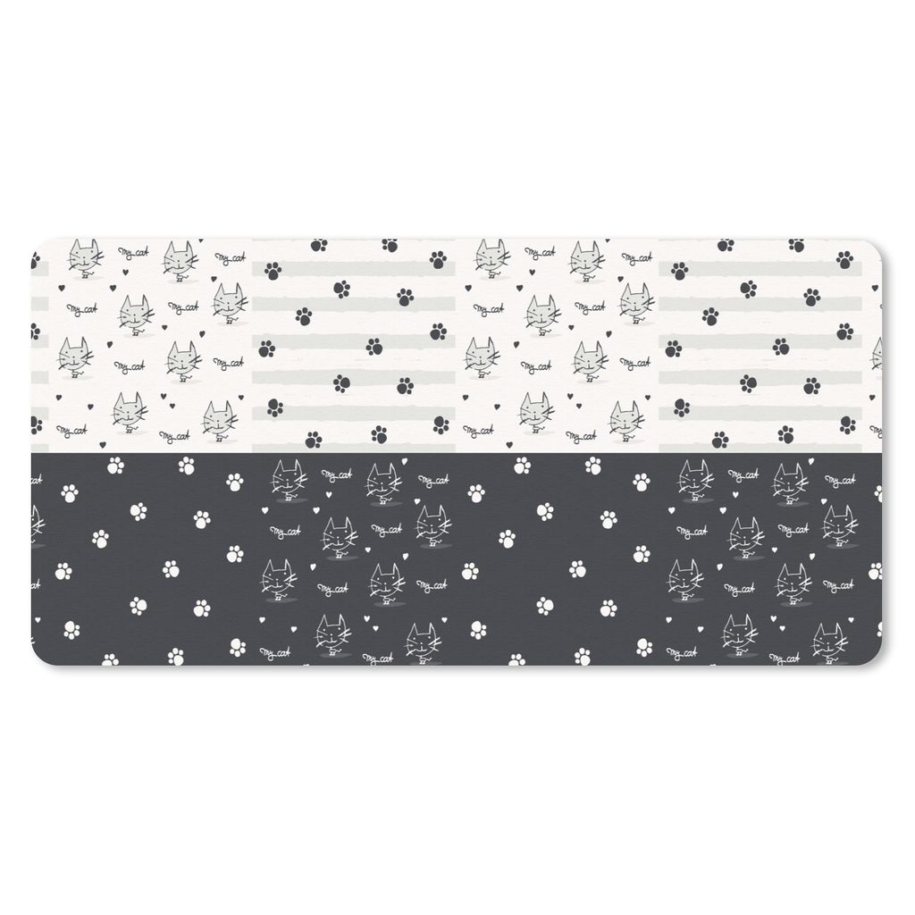 MuchoWow Schreibtischunterlage Katzen - Pfoten - Muster - Haustiere 80x40 cm - XXL Mauspad - Gaming Mauspad