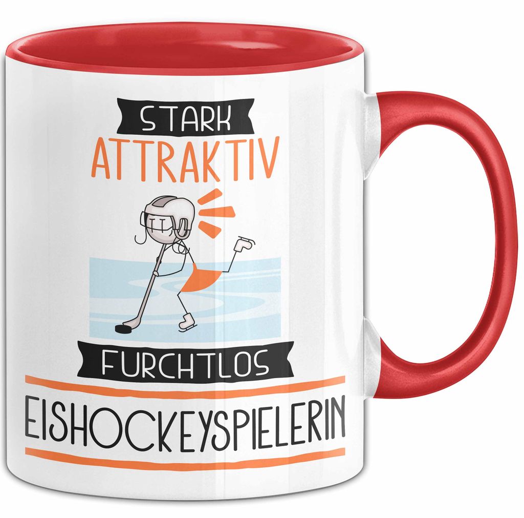 Eishockeyspielerin Tasse Geschenk Becher Stark Attraktiv Furchtlos Eishockeyspielerin Lustige Geschenkidee (Rot)