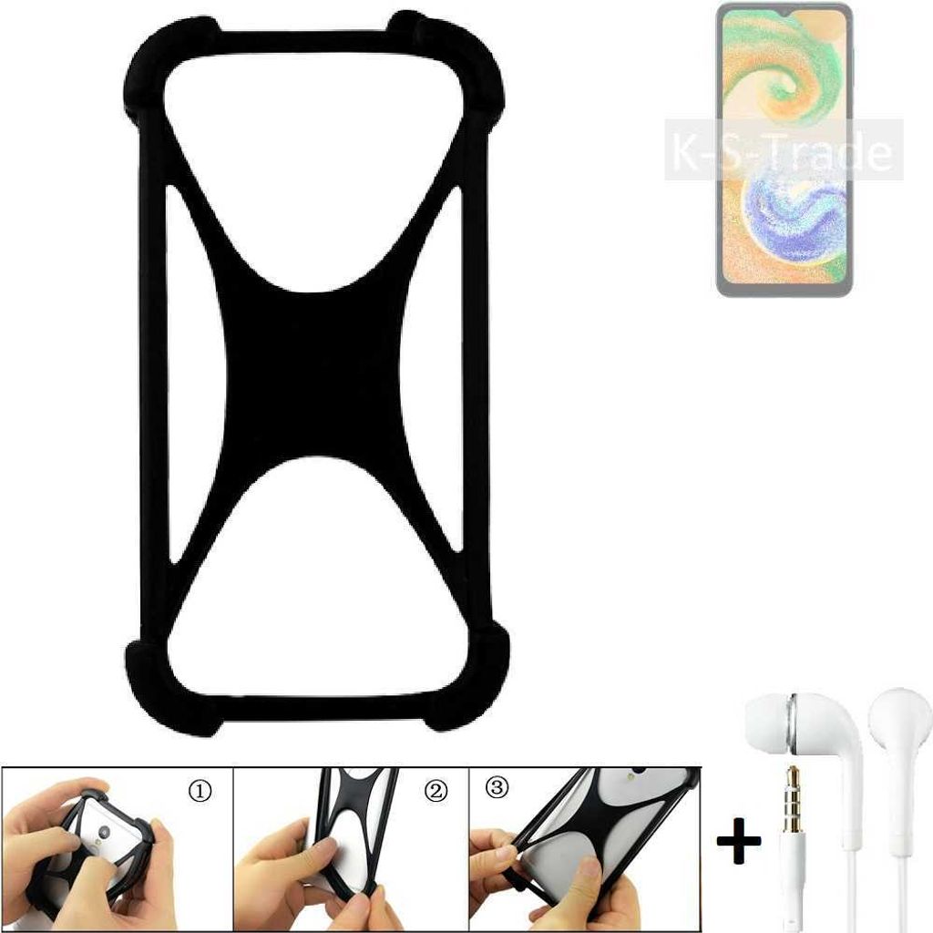 K-S-Trade Handy-Hülle + headphones kompatibel mit Samsung Galaxy A04s Schutz-Hülle Bumper Silikon Cover Case Silikoncase Silikonbumper TPU Softcase