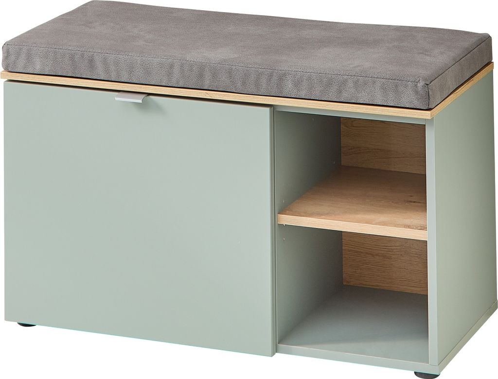 Schuhbank >Bari< in Schilfgrün matt, MDF, Spannplatte Produktbild 