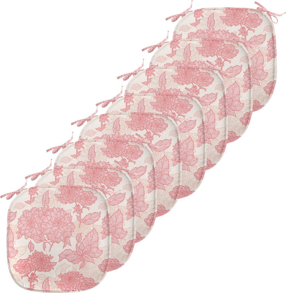 ABAKUHAUS Blumen Polster für Esszimmerstühle, Rosa Blumen und Blätter, Dekoratives wasserfestes Kissen mit Riemen für Küchensitze, 40 cm x 40 ...