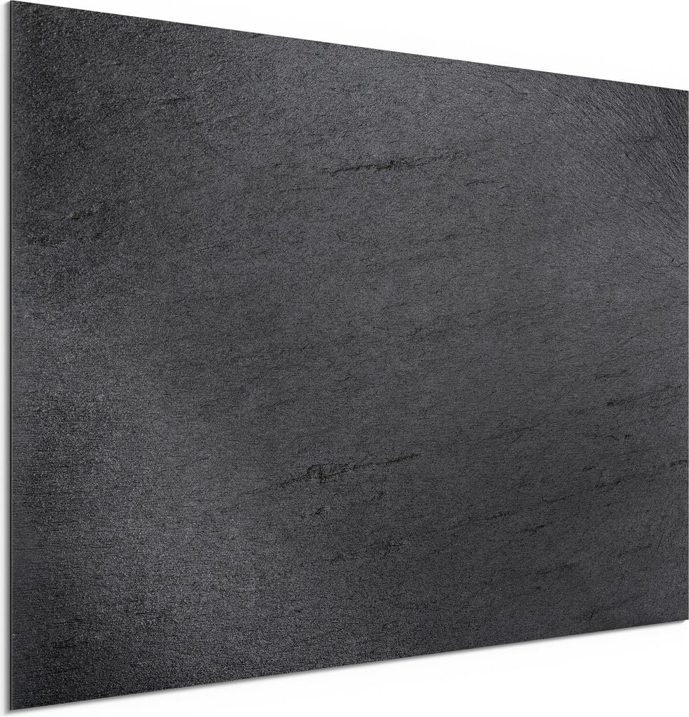 DEQORI Alu-Dibond Bild Silber 60x40 cm 'Schiefertafel Stein-Optik' Wandbild Metall dünn