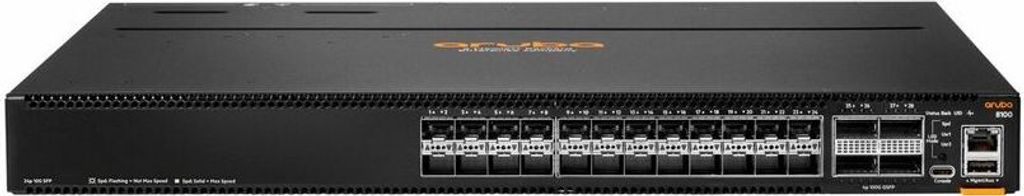 HPE Aruba Networking CX 8100 24x10G SFP+ 4x40/100G QSFP28 BF Airflow 3Fan 2AC PSU Switch Bdl, Managed, L3, Rack-Einbau, 1U
