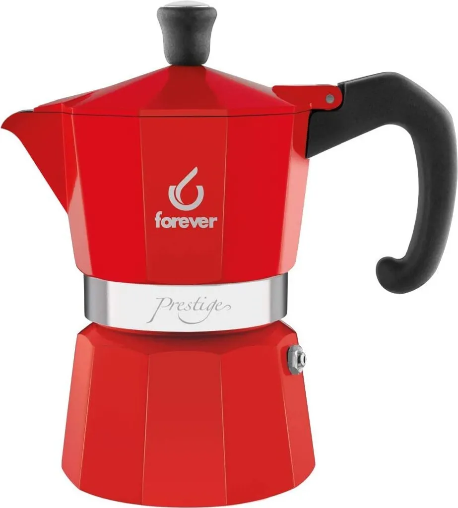 Cafetière espresso manuelle en aluminium rouge pour plaques de cuisson