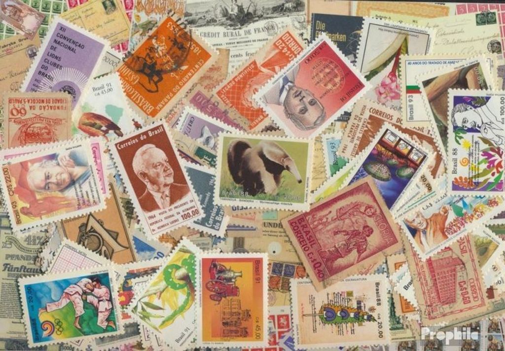 Briefmarken Brasilien 100 verschiedene Sondermarken