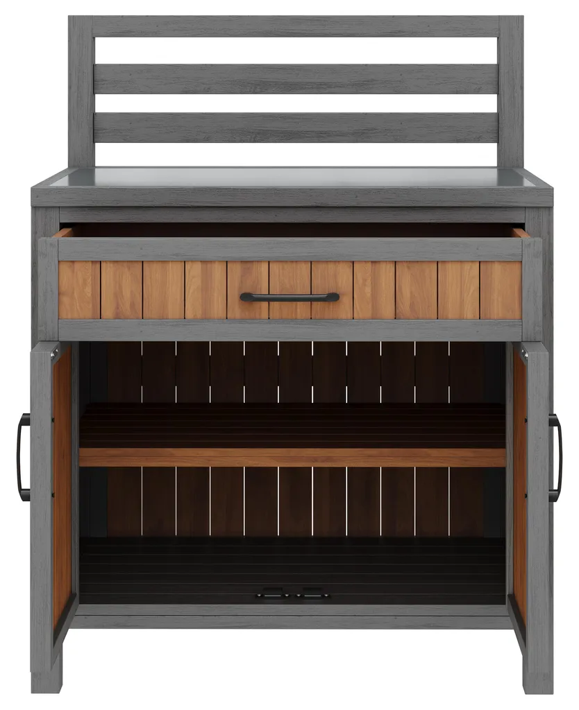Armoire de balcon en bois pour rangement outils et potager urbain