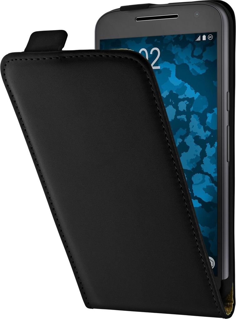 PhoneNatic Kunst-Lederhülle kompatibel mit Lenovo Moto Z2 Force - Flip-Case schwarz Cover