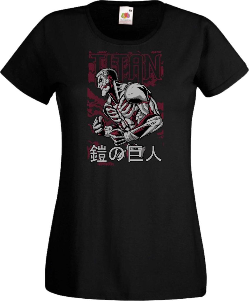 Damen T-Shirt Anime Manga Attack Anime On Titan 04 Monster Titan, Lady 2XL / Schwarz