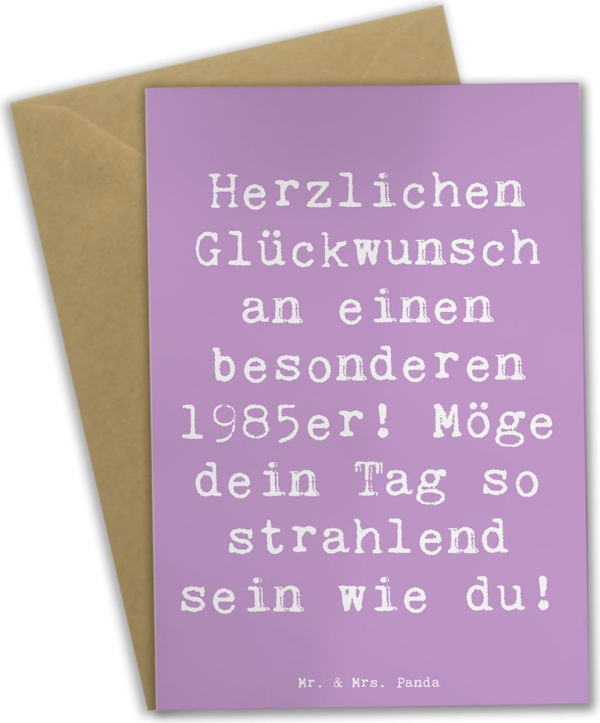 Mr. & Mrs. Panda Glückwunschkarte Spruch 1985 Geburtstag - Lavendeltraum - Geschenk, weihnachtskarten, Verbundenheit, einladungskarten, emotionale...
