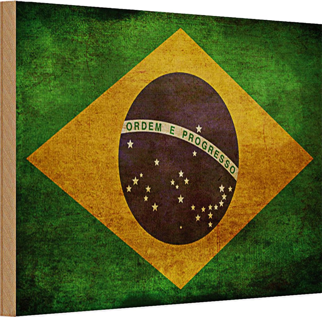 Holzschild Flagge 30x20cm Brasilien