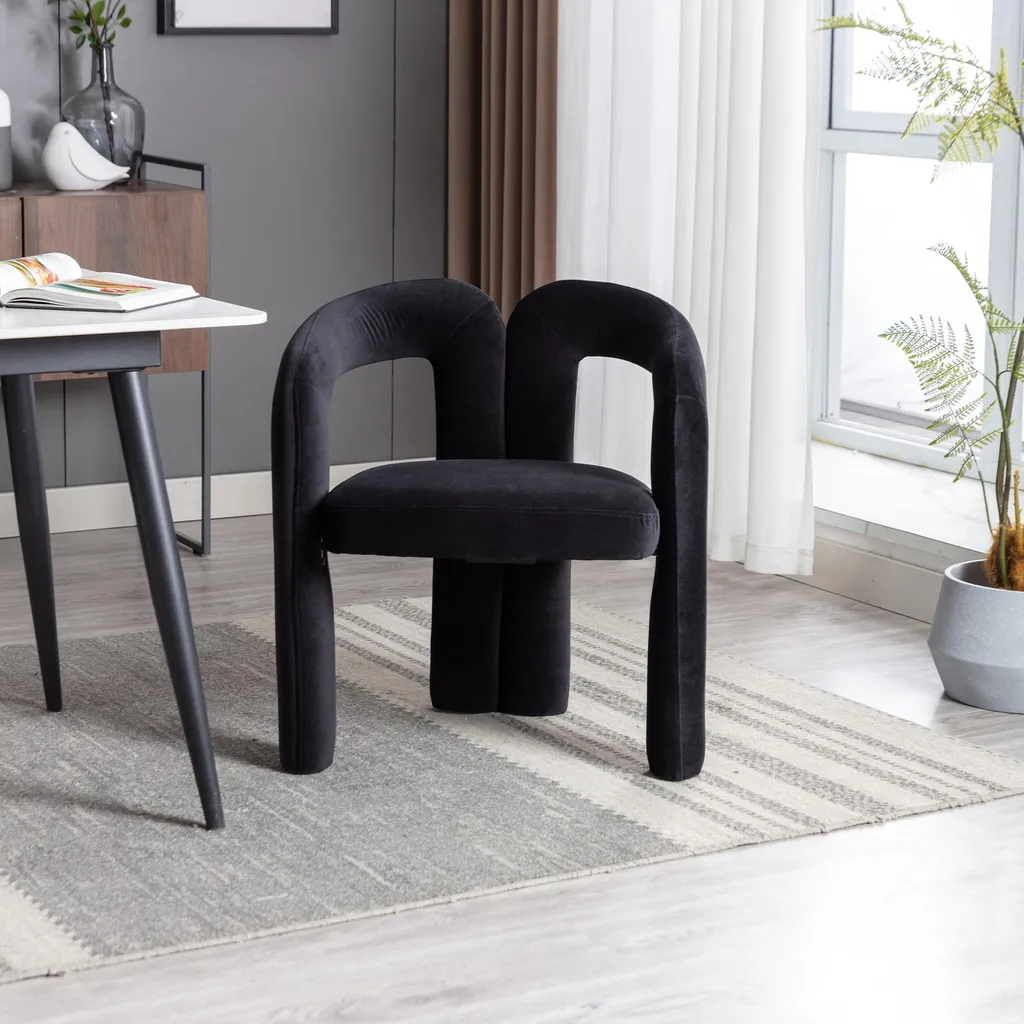 Chaises design moderne en velours avec dossier ergonomique set de 2
