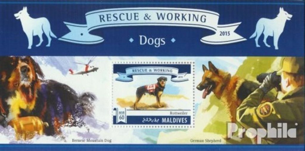 Briefmarken Malediven 2015 Mi Block 822 (kompl. Ausg.) postfrisch Hunde
