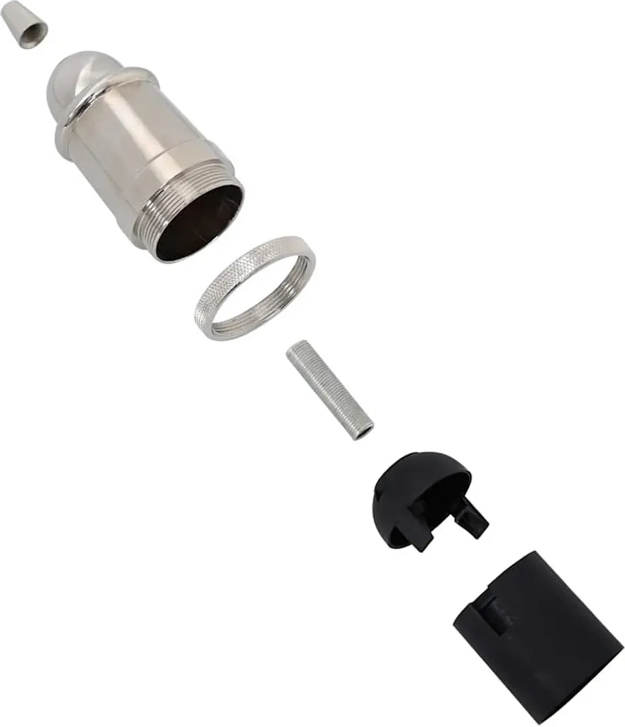 Set 2 Attacchi Lampada E27 vidaXL Nichel Satinato | Alluminio e Sicurezza - 6