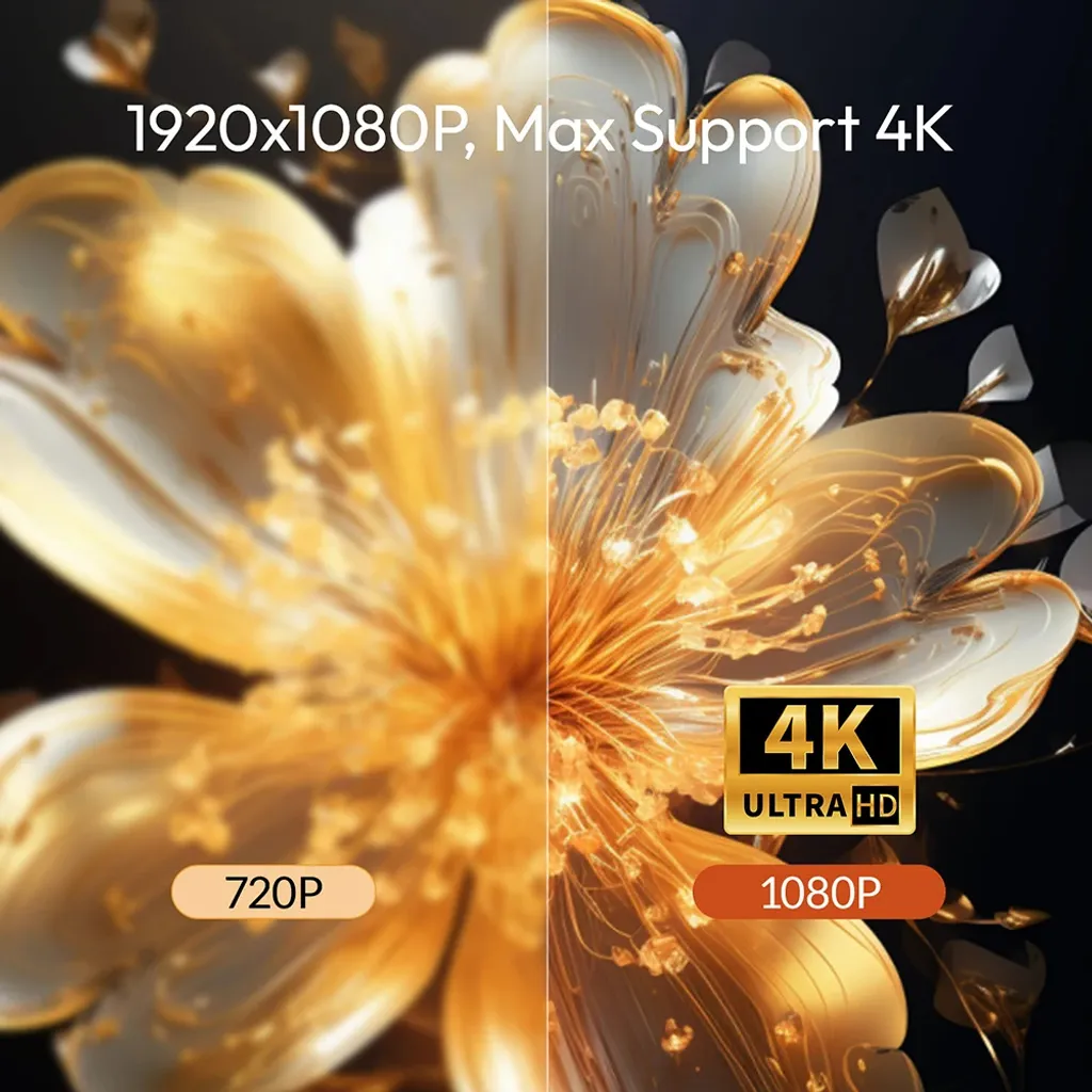 Projecteur LCD 1200 ANSI : Image Nette et Alignée avec Correction 6D 4K - 4