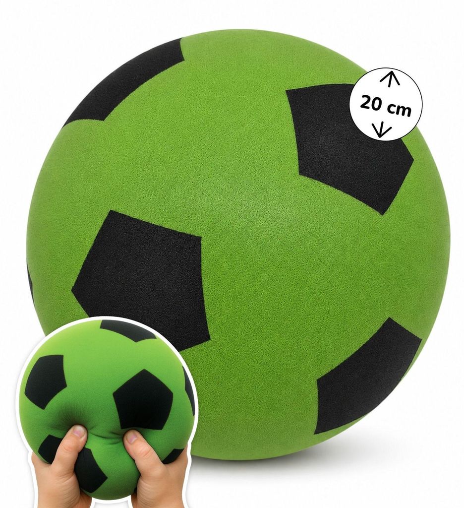Balle en mousse souple verte au design football - balle Image du produit 