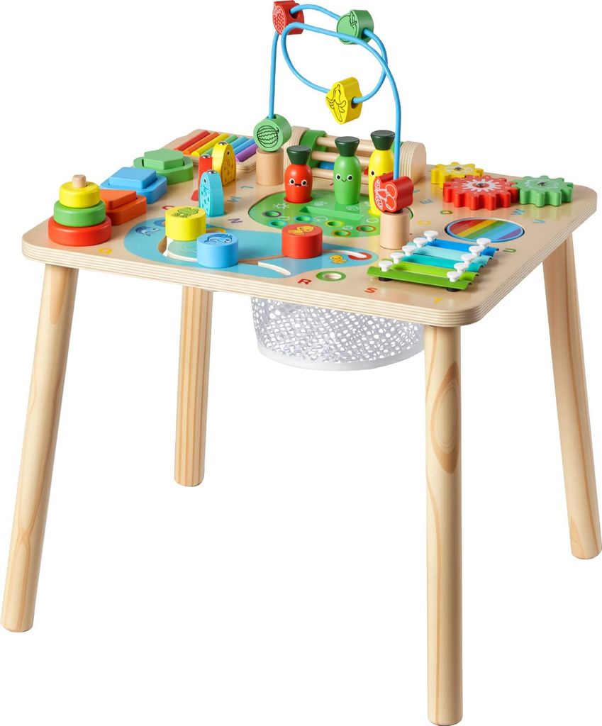 SucceBuy Holz Aktivitätstisch für Kinder, Montessori-inspirierter 13-in-1-Lerntisch, multifunktionaler Spieltisch für Kinder ab 6 Monaten, perfe...