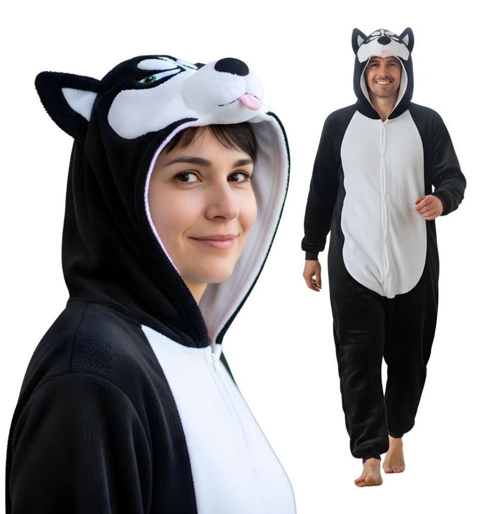 Pigiama tutina Kigurumi costume per adulti Nero Husky XXXL: Immagine del prodotto 