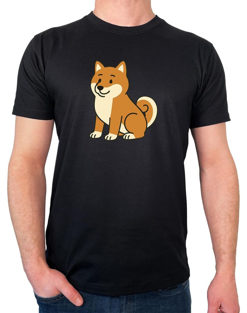 Huuraa Herren T-Shirt Shiba Inu Comic Shibi XL Black Bio Baumwolle Fairtrade Herrenshirt Geschenkidee