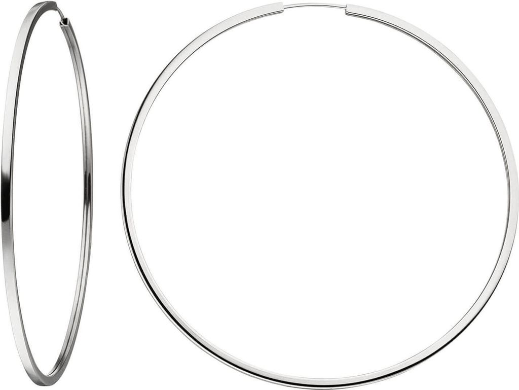 Paar Creolen 73,8mm Ohrringe, rund, 925 Silber rhodiniert, Ohrschmuck