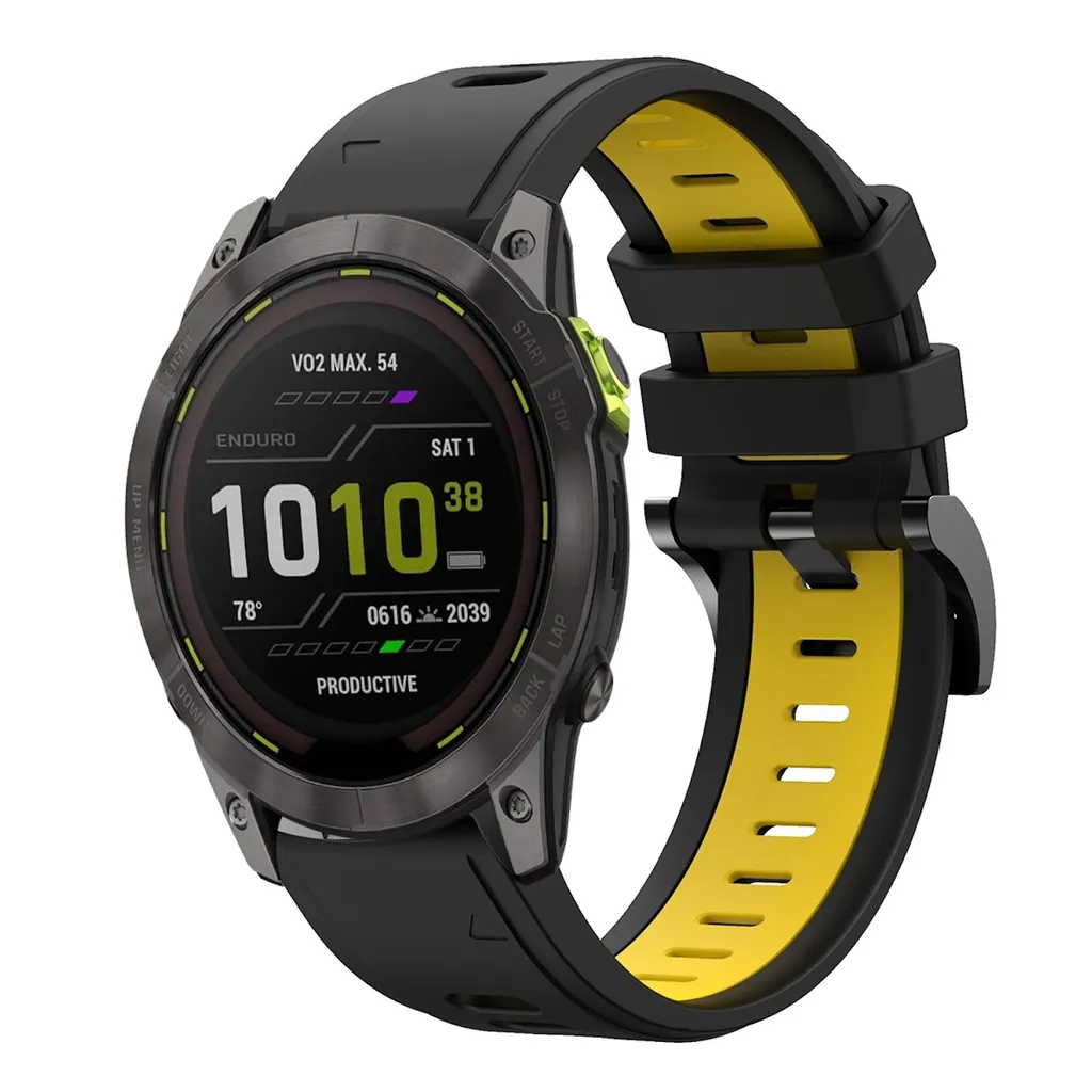 Cinturino Sportivo 26mm per Garmin Enduro 3 Silicone Nero e Giallo