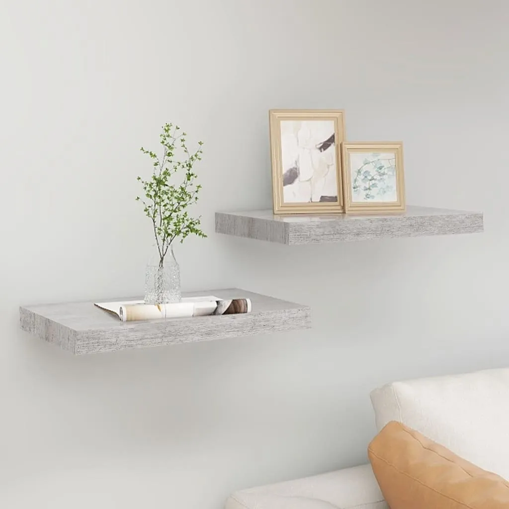2 Mensole Parete 40x23 cm Grigio Cemento - Offerta Set Arredo Casa