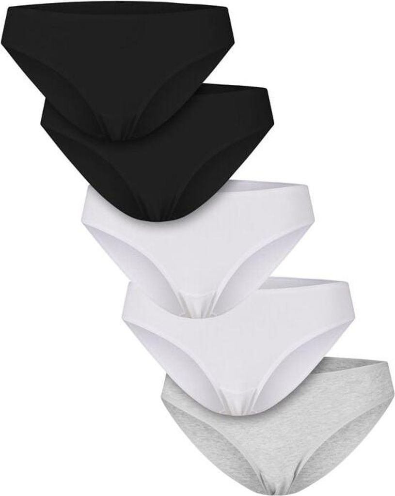 Urban Classics Wäsche-Set Damen Ladies Basic Baumwolle Slip 5-Pack schwarz/weiß/grau meliert S