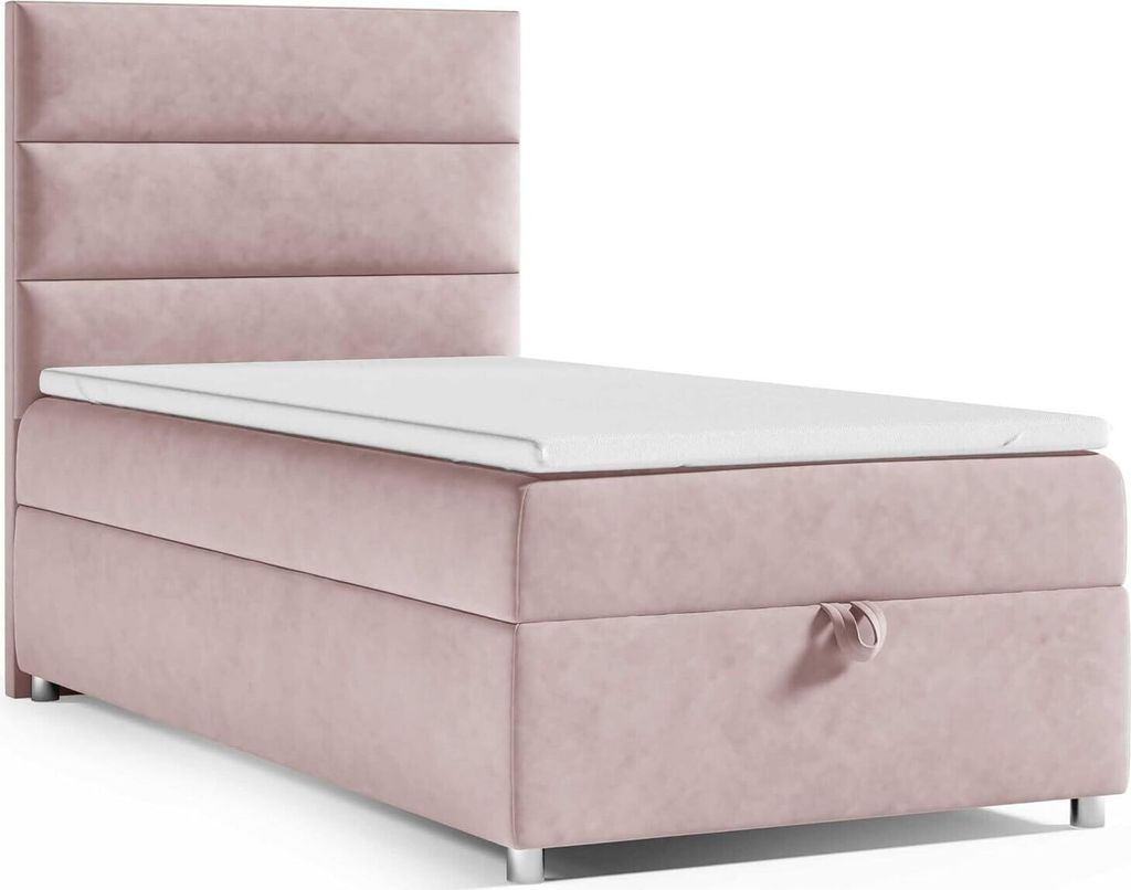 Boxspringbett mit Bettkasten Trinity K-4 SINGLE Bonellfederkern inkl. Topper, mit Lieferung 90x200-ROSA