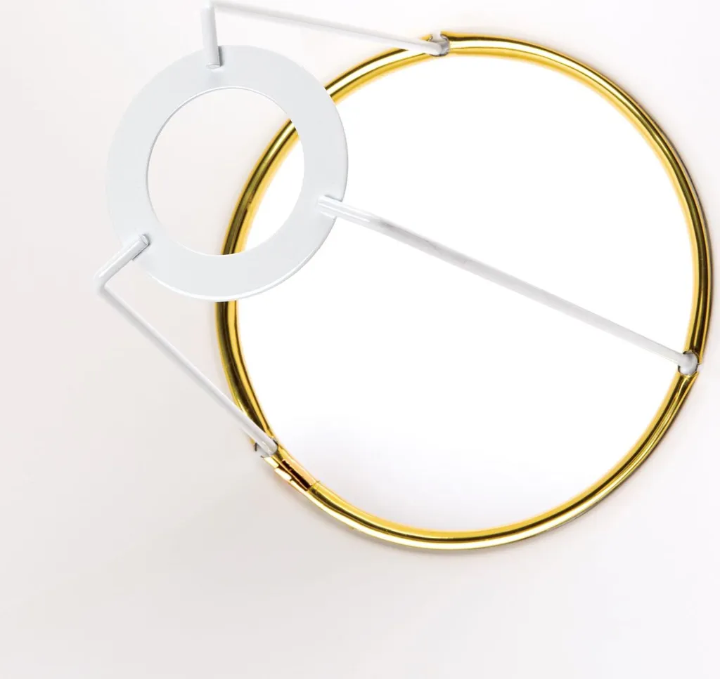 Abat-jour en tissu de remplacement blanc et or 50 cm de diamètre E27 - 2