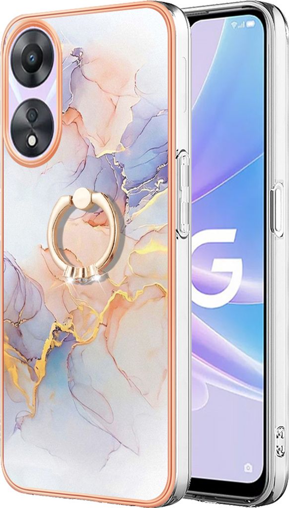 Hülle für Oppo A78 5G Muster TPU Silikon Stoßdämpfer Bumper Schutzhülle mit Ring Ständer Grau